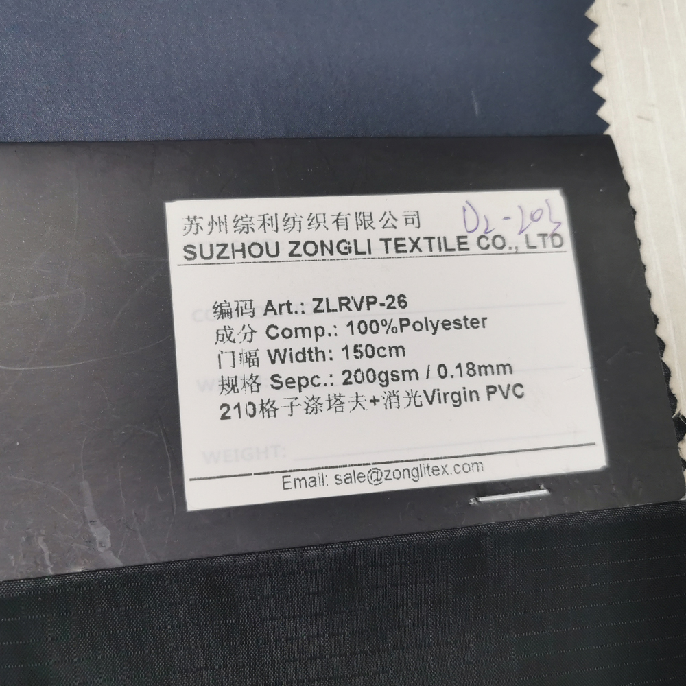 Taffeta poliester ribstop 210T dengan lapisan PVC perawan kusam penuh 200gsm 0,18mm untuk jas hujan